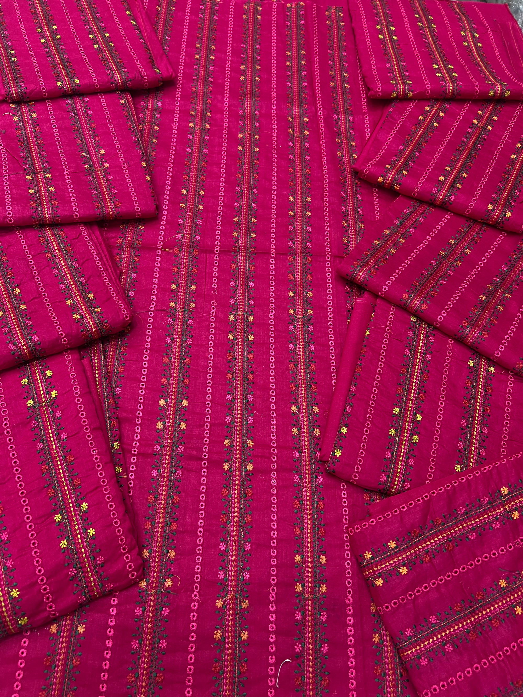 Hot pink embroidered chicken kari embroidered dress